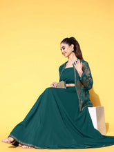 Printed Top & Jacket With Skirt-AHBLSKJK-COMBO-1005